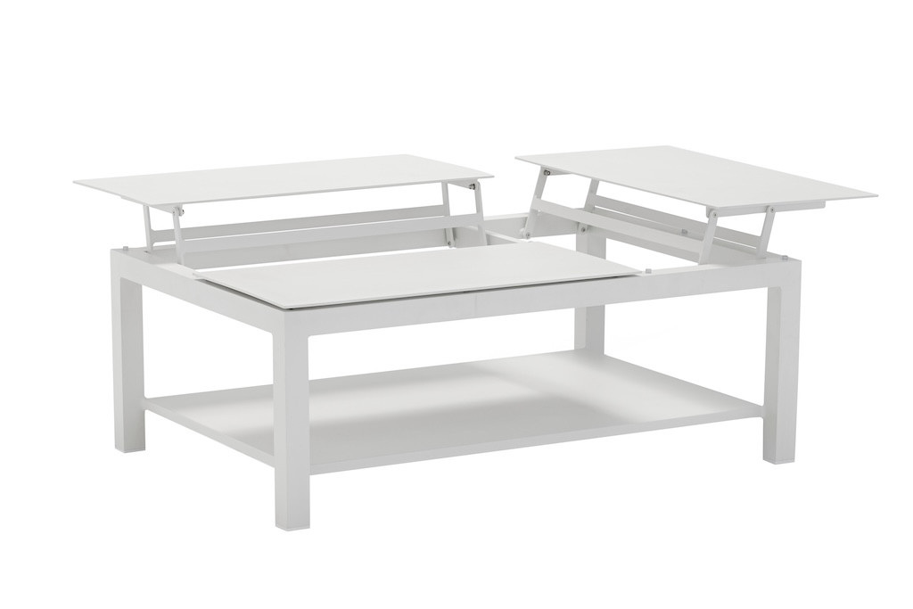 Table basse BUTTERFLY élévatrice - 120 x 80 x 42/54 cm - Aluminium époxy - Blanc
