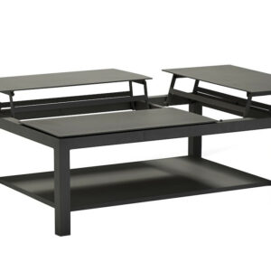 Table basse BUTTERFLY élévatrice - 120 x 80 x 42/54 cm - Aluminium époxy - Graphite