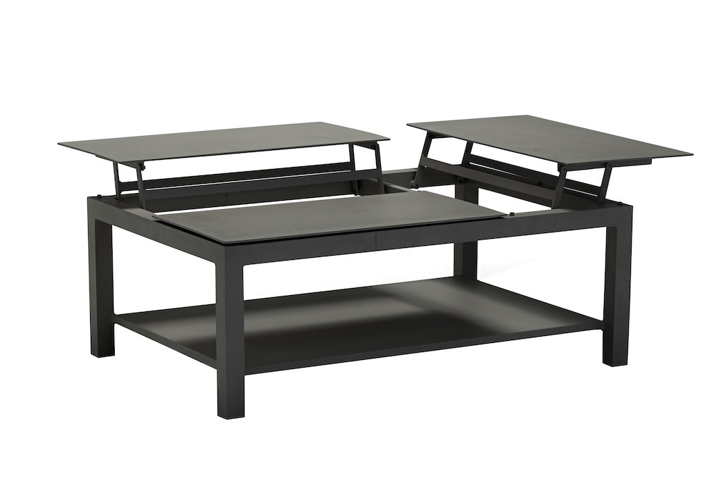 Table basse BUTTERFLY élévatrice - 120 x 80 x 42/54 cm - Aluminium époxy - Graphite