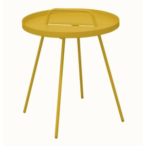 Table Basse de jardin Flower, ronde, 4 pieds, poignée - honey 44 x 51 cm