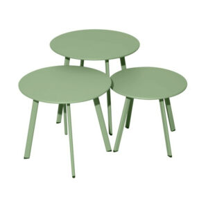 Table basse de jardin Massaï ø 40 cm en acier époxy - vert light
