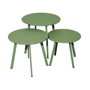 Table basse de jardin Massaï ø 45 cm en acier époxy - amande