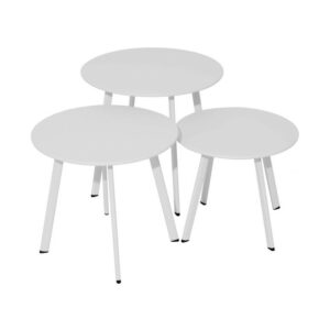 Table basse de jardin Massaï ø 45 cm en acier époxy - blanc