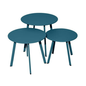 Table basse de jardin Massaï ø 45 cm en acier époxy - bleu