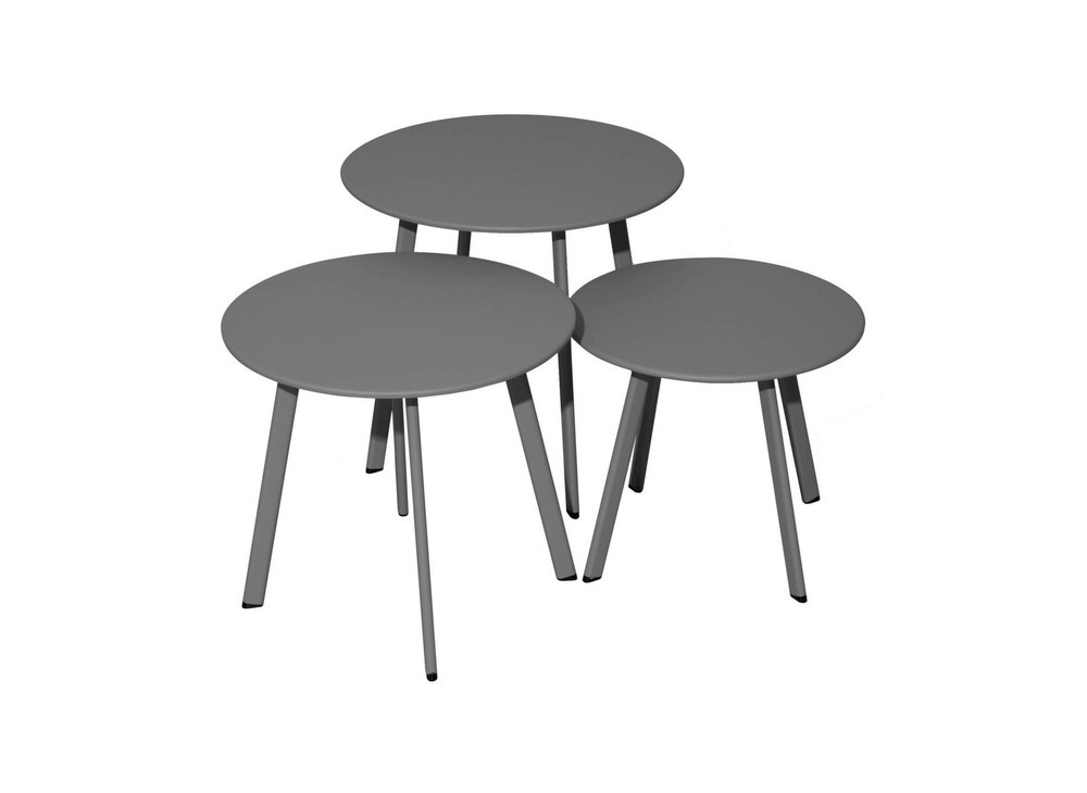 Table basse de jardin Massaï ø 45 cm en acier époxy - graphite