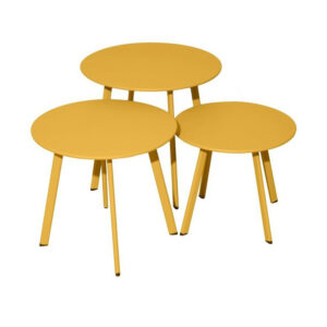 Table basse de jardin Massaï ø 45 cm en acier époxy - miel