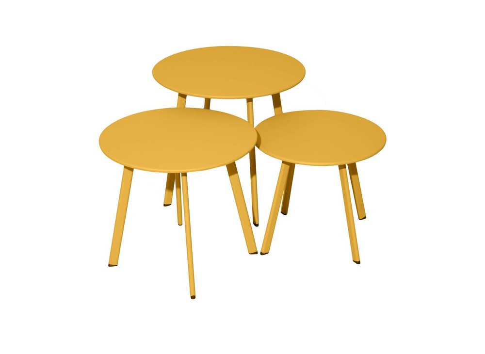 Table basse de jardin Massaï ø 45 cm en acier époxy - miel