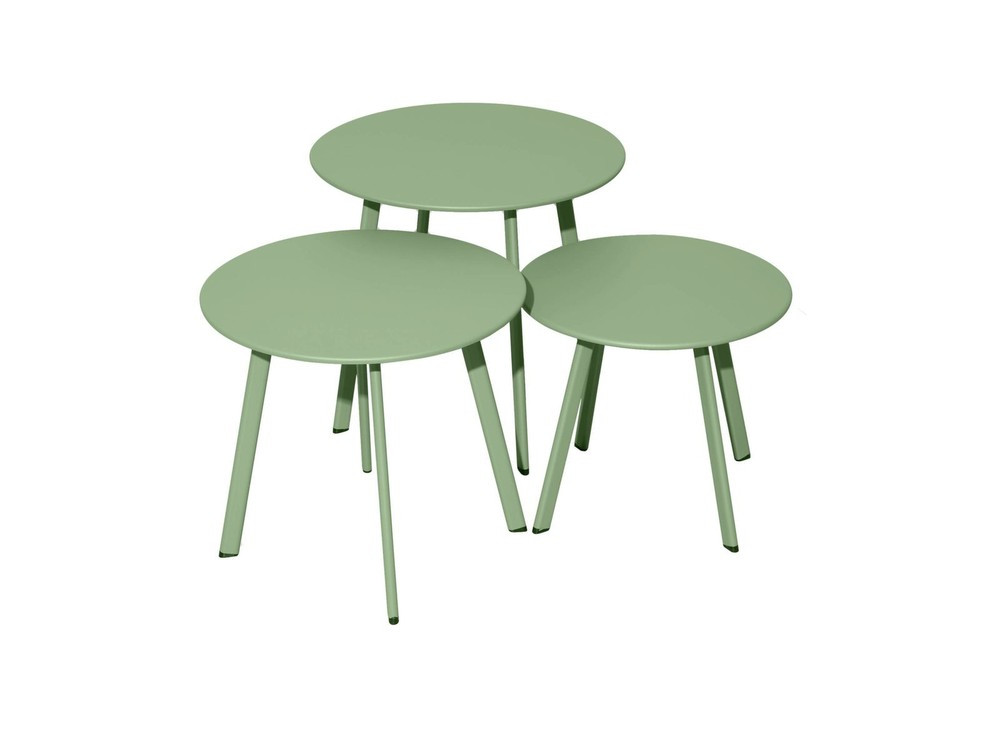 Table basse de jardin Massaï ø 45 cm en acier époxy - vert light
