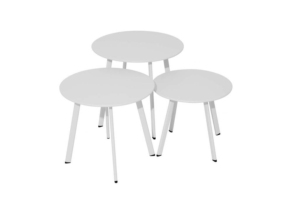 Table basse de jardin Massaï ø 50 cm en acier époxy - blanc