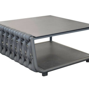 Table basse de jardin rectangulaire Hug alu tresse/veree+ceramique - anthracite