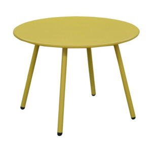 Table basse de jardin ronde en acier Rio - moutarde Ø 50 cm