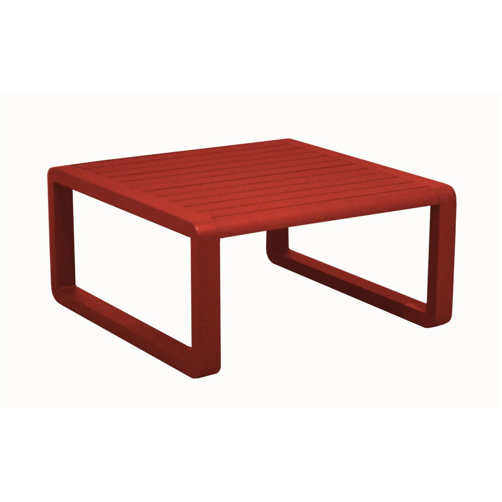 Table basse de jardin Tonio rouge - Aluminium - 80 x 80 cm - Plateau à latte