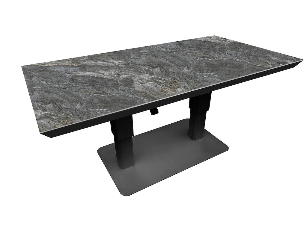 Table basse élévatrice COLOMBO 150 x 80 x 43/69 cm – Aluminium époxy graphite / Céramique KEDRA Lunar