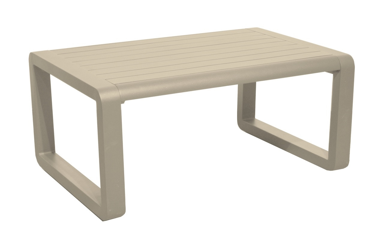 Table basse en aluminium à lattes - QUENZA II 90 x 60 - Coloris crème