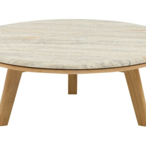 Table basse - IBISCUS - Ø80 cm - Teck FSC 100% / Travertin - Teck