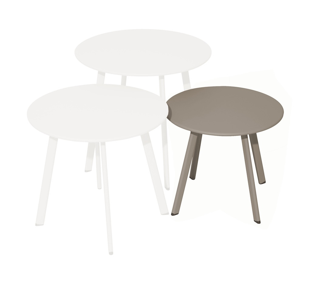 Table basse - MASSAÏ - Acier époxy - Ø40 cm - Crème
