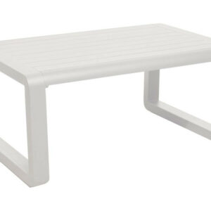 Table basse Quenza II en aluminium/lattes - 90 x 60 cm - blanc