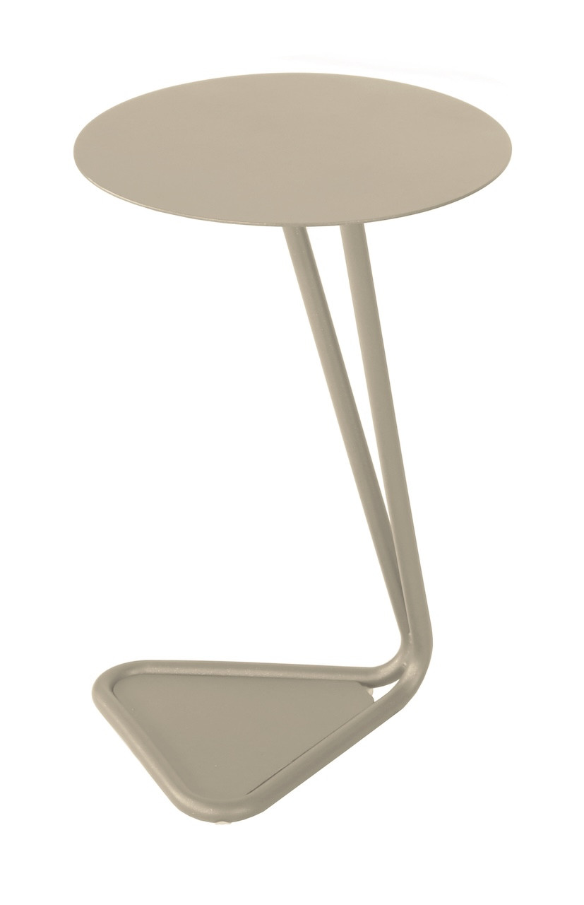Table basse ronde en aluminium et acier - EZE Ø 40 x H 60 - Coloris crème