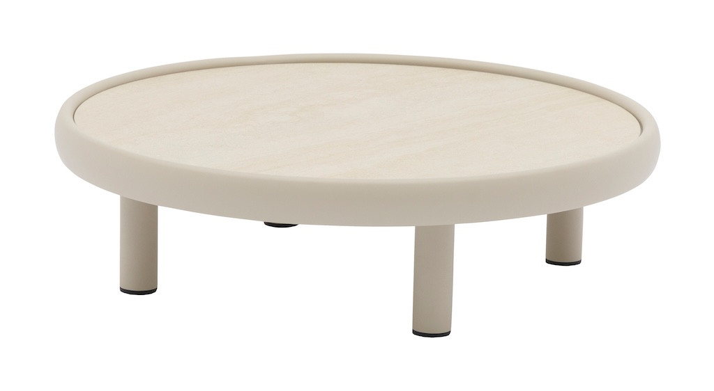 Table basse ronde NUAGE - Ø80 cm - Aluminium époxy et céramique - Crème