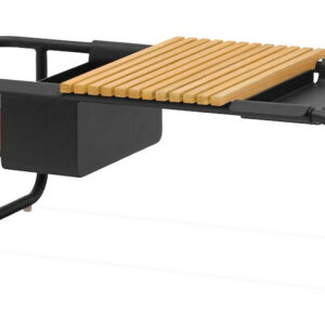 Table basse SUNSET aluminium époxy plateau teck FSC - Graphite - 101 x 46,5 cm