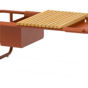 Table basse SUNSET aluminium époxy plateau teck FSC - Terra Cotta - 101 x 46,5 cm