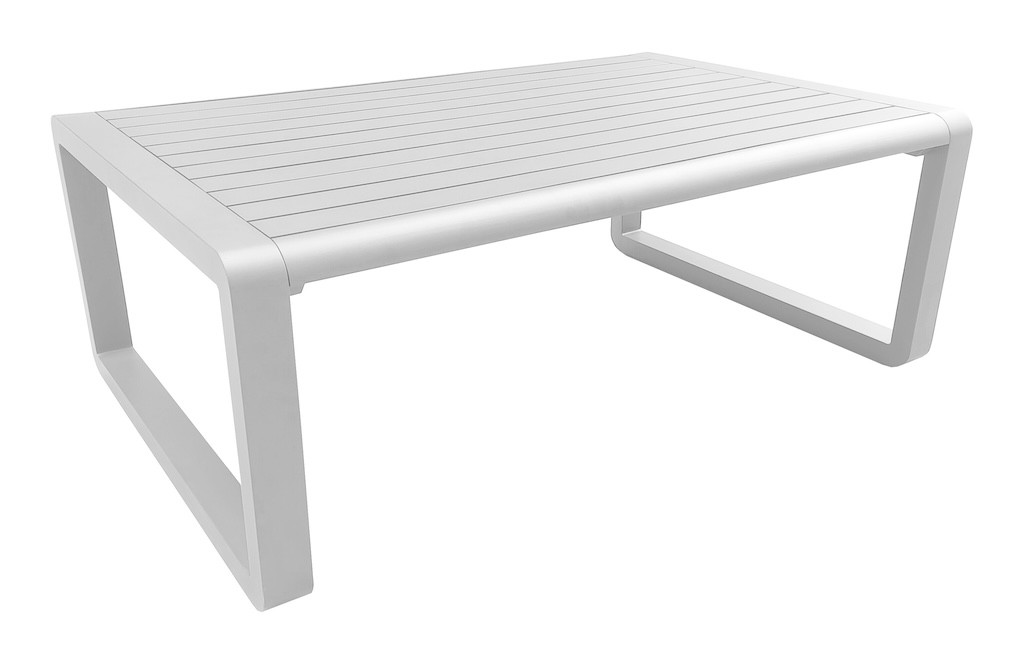 Table basse - TONIO - Aluminium époxy - Lattes - Blanc - 120x80
