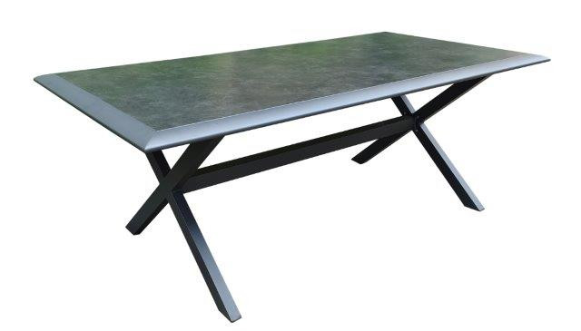 Table de jardin Ceram en aluminium/céramique - 194 x 104 x 74 cm - graphite