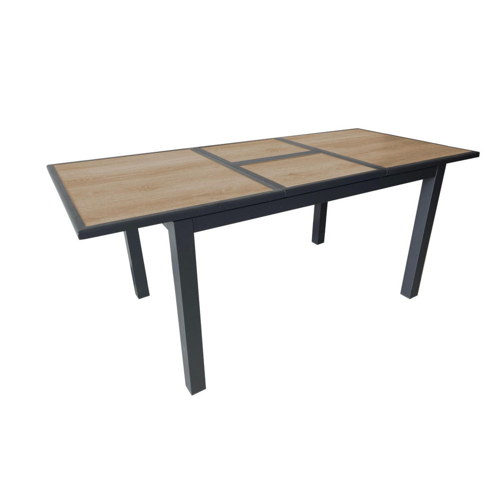 Table de jardin Genes en Aluminium 60/220 x 74 x 90 cm - plateau SPC - graphite/naturel