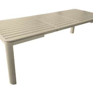Table de repas extensible en aluminium - ALMA 180/240 x 96 - Allonge automatique - Coloris crème