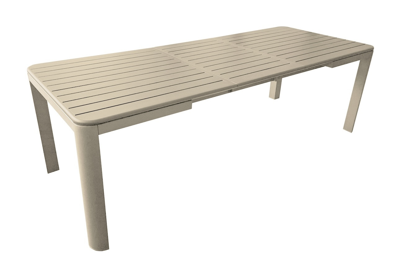 Table de repas extensible en aluminium - ALMA 180/240 x 96 - Allonge automatique - Coloris crème