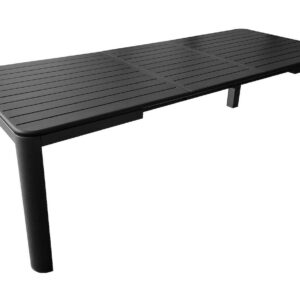 Table de repas extensible en aluminium - ALMA 180/240 x 96 - Allonge automatique - Coloris graphite