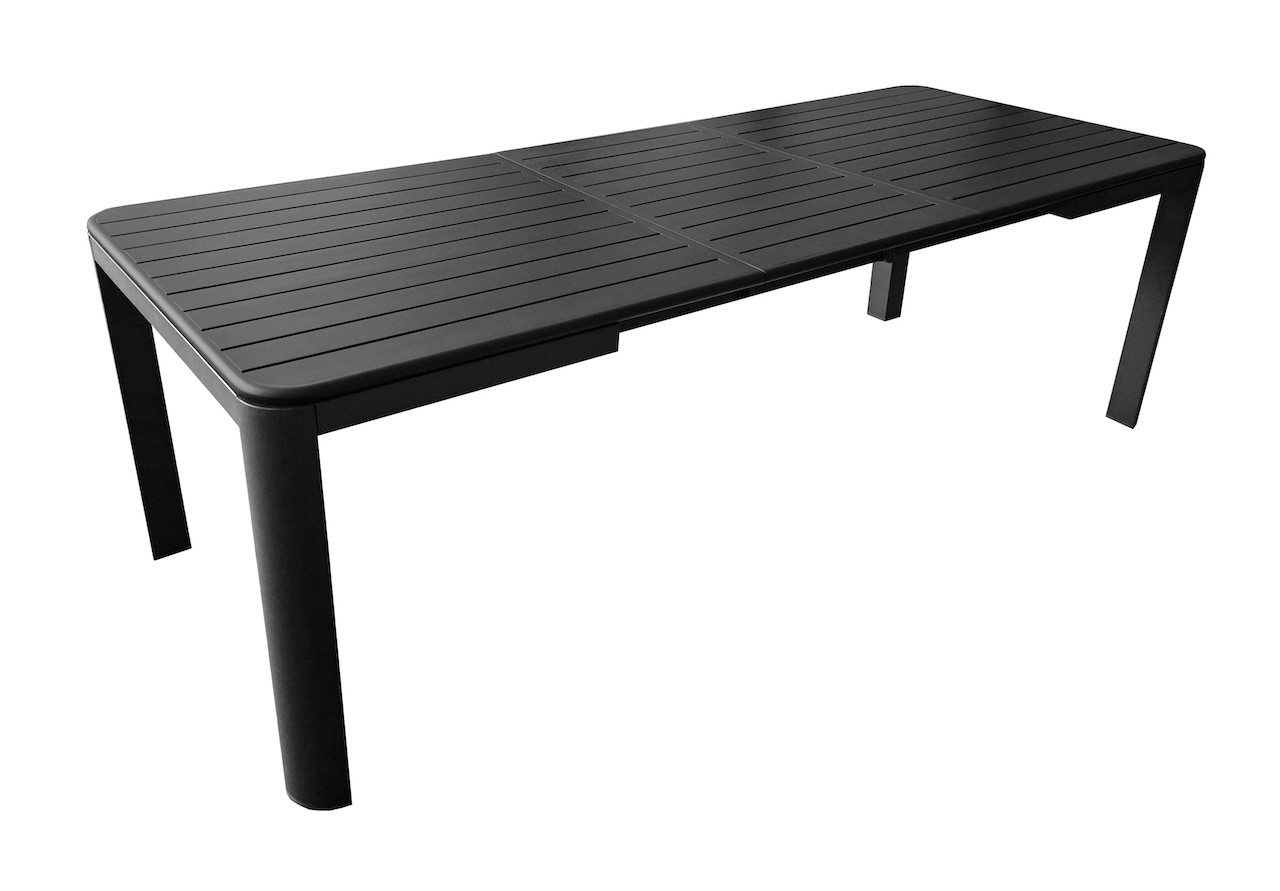 Table de repas extensible en aluminium - ALMA 180/240 x 96 - Allonge automatique - Coloris graphite
