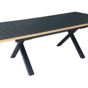 Table de repas extensible en aluminium - COLIBRI 187/247 x 100 - Allonge automatique - Coloris graphite et chêne