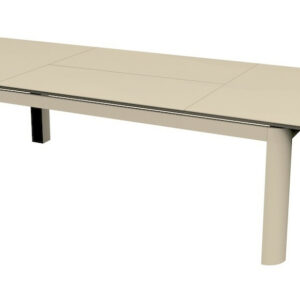 Table de repas extensible en aluminium - DARIUS 230/350 x 120 - Allonge papillon - Coloris crème