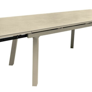 Table de repas extensible en aluminium et céramique – AGRA 150/200/250 x 90 – Allonges en bout – Coloris crème et cream