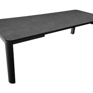 Table de repas extensible en aluminium et céramique - ALMA 160/210 x 90 - Allonge automatique - Coloris graphite et dark A