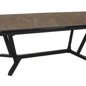 Table de repas extensible en aluminium et céramique KEDRA – VITA 180/230/280 x 100 – Allonges en bout – Coloris graphite et Mera