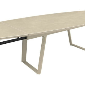Table de repas extensible en aluminium et céramique - MANTA 180/230/280 x 110 - Allonges en bout - Coloris crème
