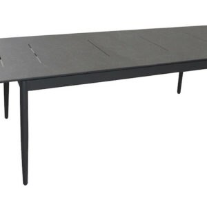 Table DUBLIN 200/250/300 x 100 cm - Aluminium époxy graphite / Plateau HPL Stone Black - Allonge escamotable papillon