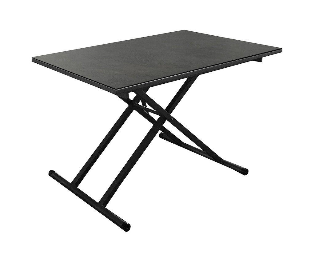 Table élévatrice - PUMP - Aluminium époxy graphite - Plateau céramique - 120 x 75 cm