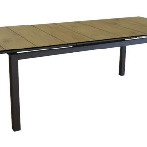 Table extensible - HIVAOA - Aluminium époxy graphite - Plateau à lames HPL - 180/240 x 90 cm