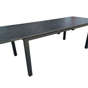Table extensible - MELODIE - Aluminium époxy graphite - Plateau céramique 6 mm - 180/240 x 90 cm