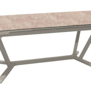 Table extensible - VITA - Aluminium époxy crème - Plateau céramique Kedra Downtown 6 mm - 180/240 x 100 cm