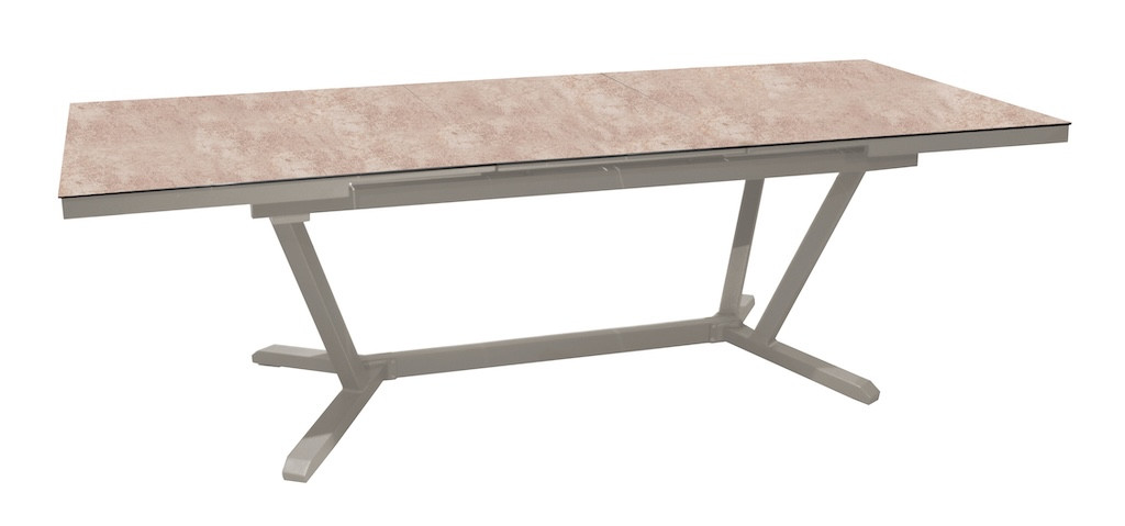 Table extensible - VITA - Aluminium époxy crème - Plateau céramique Kedra Downtown 6 mm - 180/240 x 100 cm