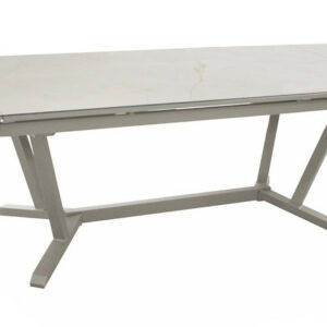Table extensible - VITA - Aluminium époxy crème - Plateau céramique Kedra Praline A 6 mm - 180/230/280 x 100 cm