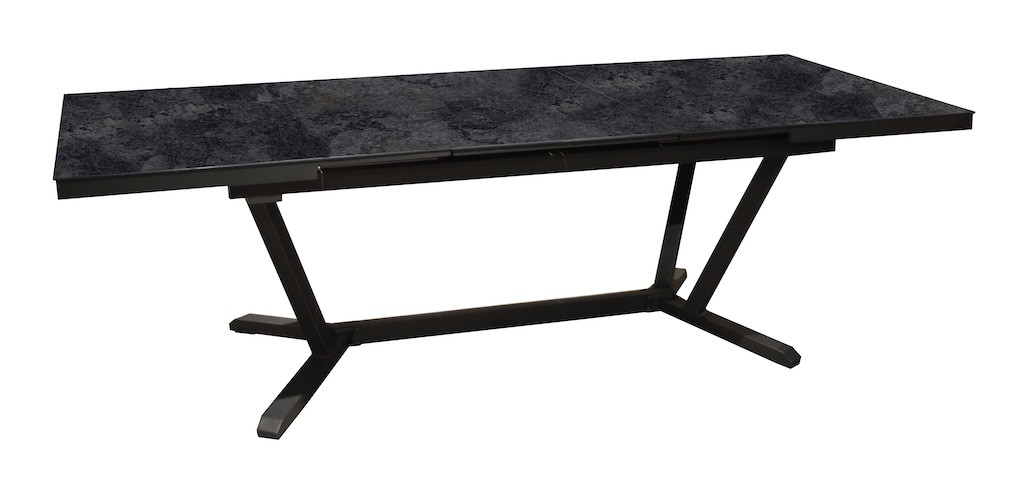 Table extensible - VITA - Aluminium époxy graphite - Plateau céramique Kedra Magma 6 mm - 180/240 x 100 cm