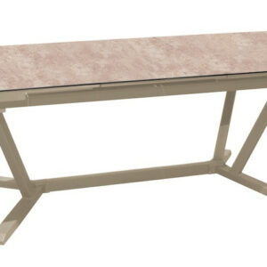 Table extensible - VITA - Aluminium époxy sand - Plateau céramique Kedra Downtown 6 mm - 180/240 x 100 cm