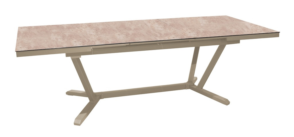Table extensible - VITA - Aluminium époxy sand - Plateau céramique Kedra Downtown 6 mm - 180/240 x 100 cm