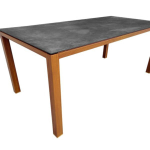 Table fixe - CHANEO - Aluminium époxy chêne Heat - Plateau plein céramique graphite 6 mm - 180 x 90 cm
