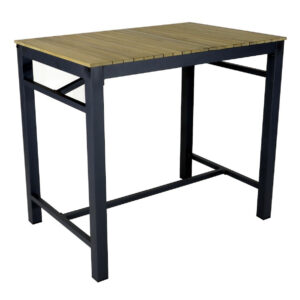 Table haute de jardin en aluminium et acacia FSC - ORLANDO 120 x 80 x 106 - Coloris graphite et acacia